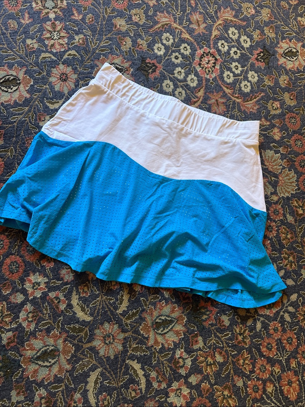 Letoile Two-Tone White and Bright Blue Ruffle Skirt